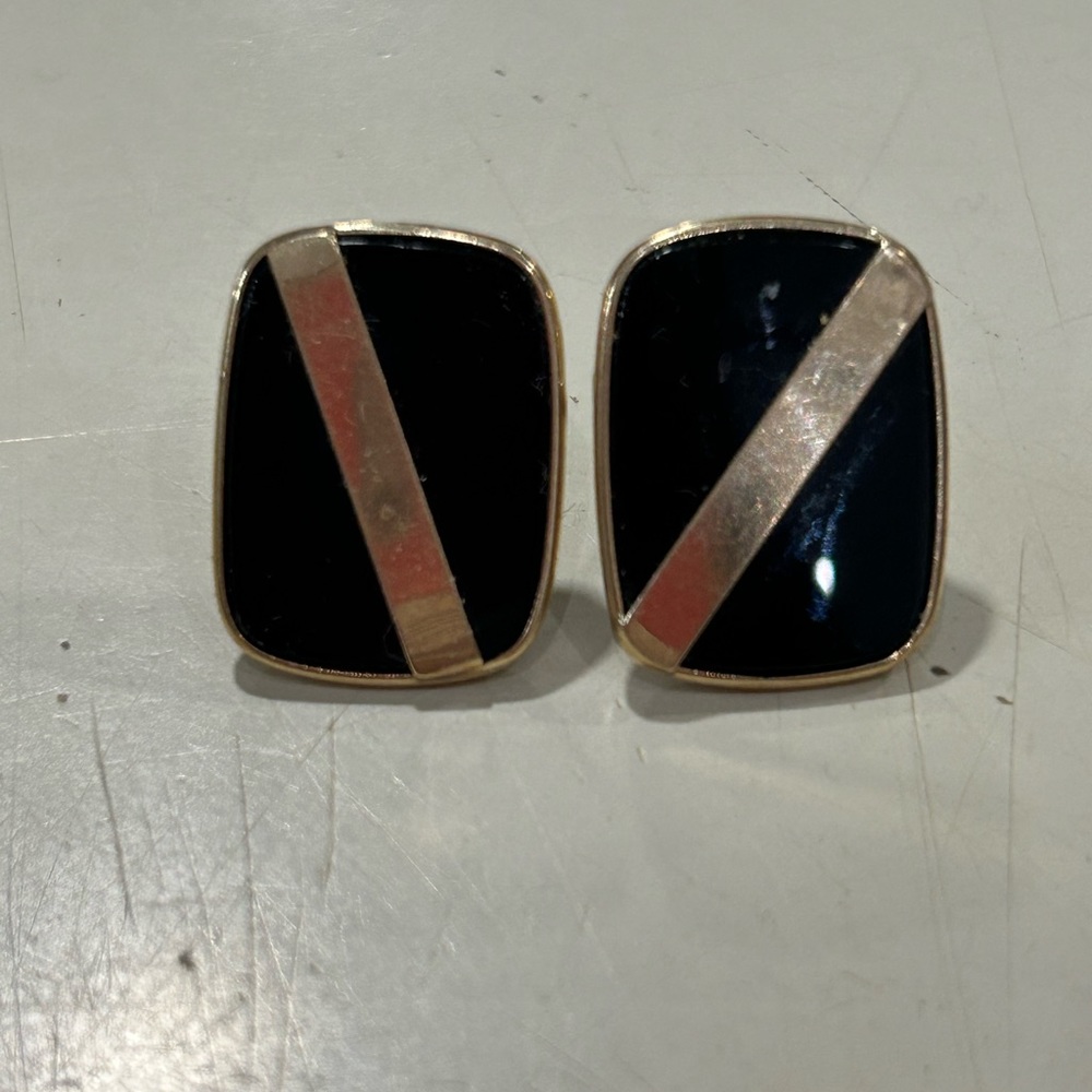 Black Enamel and 14karat Gold Earrings